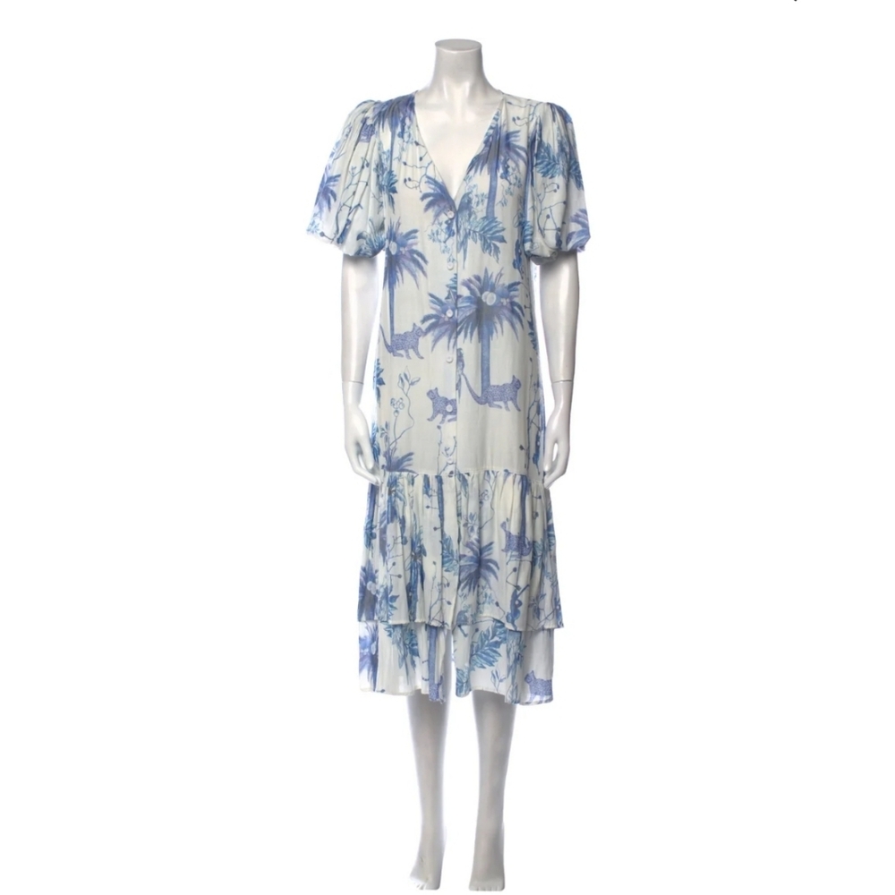 Lobo Rosa Blue and White Midi Dress Size Medium